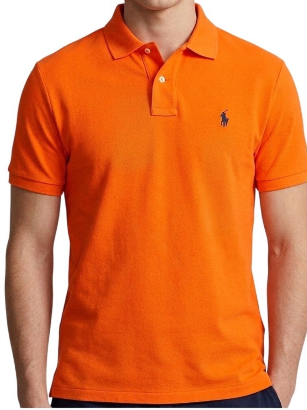 Polo Ralph Lauren Mens Classic Fit Mesh Pique Polo Shirt Orange Size XL